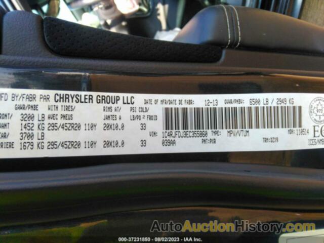 JEEP GRAND CHEROKEE SRT, 1C4RJFDJ3EC355860