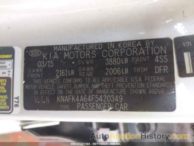 KIA FORTE LX, KNAFK4A64F5420349