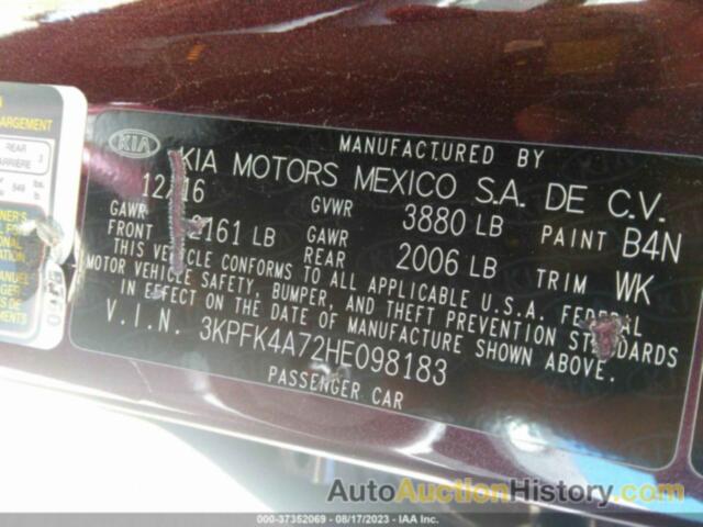 KIA FORTE LX, 3KPFK4A72HE098183