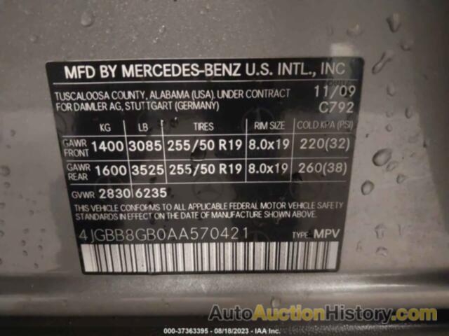 MERCEDES-BENZ ML 350, 4JGBB8GB0AA570421