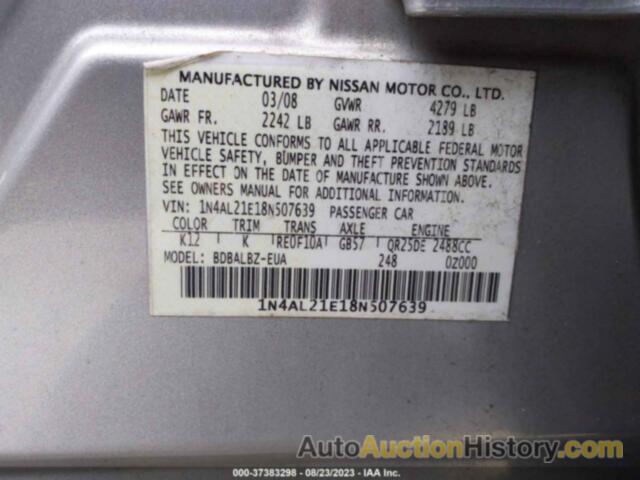 NISSAN ALTIMA 2.5 S, 1N4AL21E18N507639