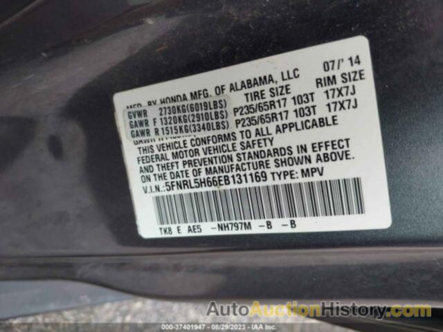 HONDA ODYSSEY EX-L, 5FNRL5H66EB131169