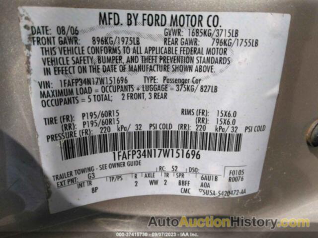 FORD FOCUS S/SE/SES, 1FAFP34N17W151696