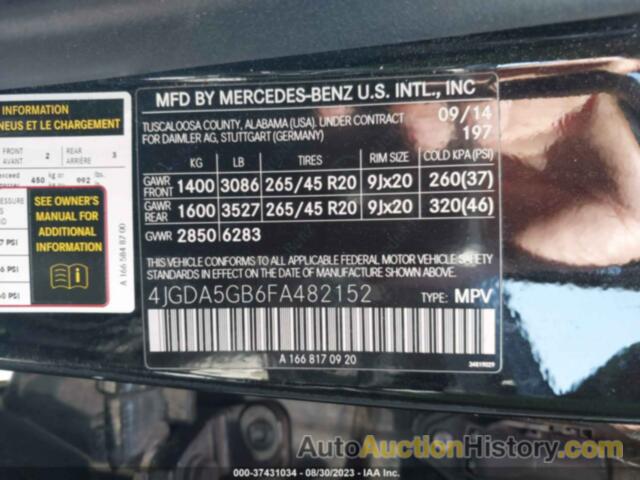 MERCEDES-BENZ ML 400, 4JGDA5GB6FA482152
