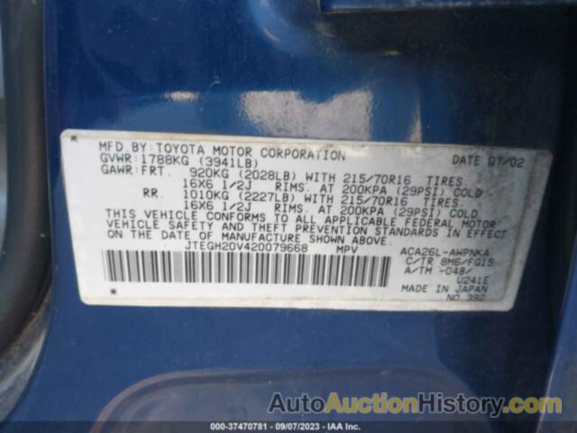 TOYOTA RAV4 BASE (A4), JTEGH20V420079668