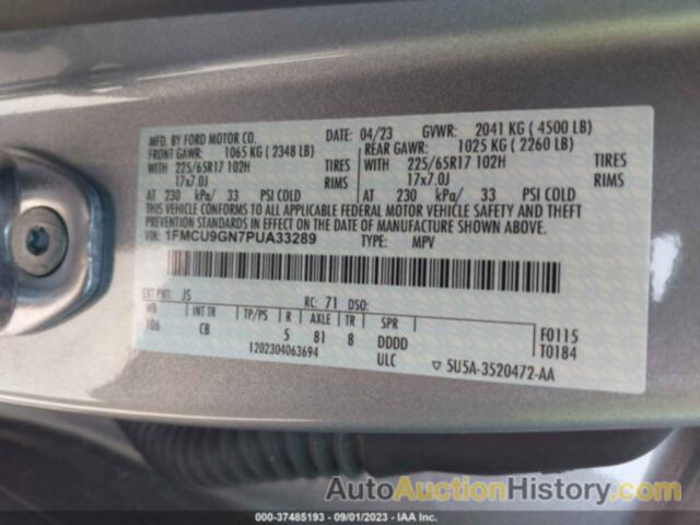 FORD ESCAPE ACTIVE, 1FMCU9GN7PUA33289