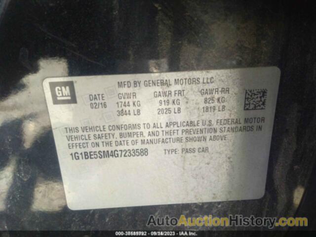 CHEVROLET CRUZE LT AUTO, 1G1BE5SM4G7233588