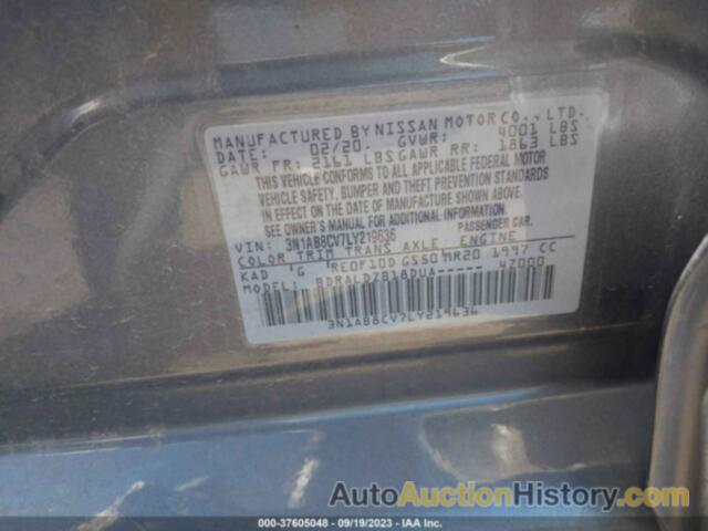 NISSAN SENTRA SV XTRONIC CVT, 3N1AB8CV7LY219636