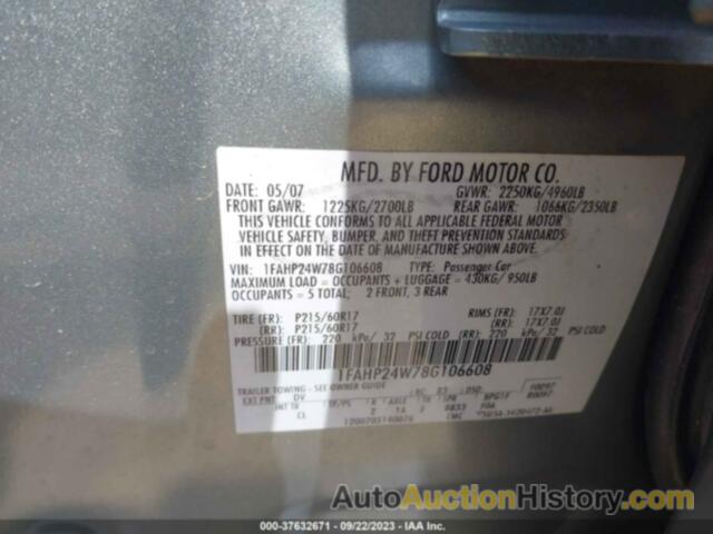 FORD TAURUS SEL, 1FAHP24W78G106608