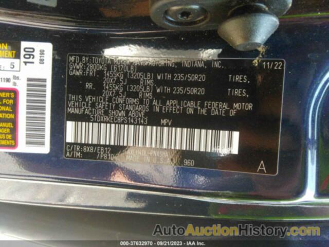 TOYOTA SIENNA XSE, 5TDXRKEC8PS143143