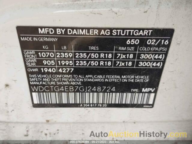 MERCEDES-BENZ GLA 250, WDCTG4EB7GJ248724