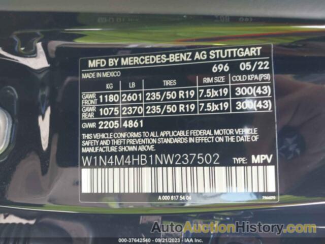 MERCEDES-BENZ GLB 250, W1N4M4HB1NW237502