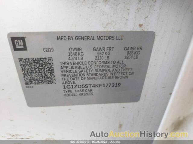 CHEVROLET MALIBU LT, 1G1ZD5ST4KF177319