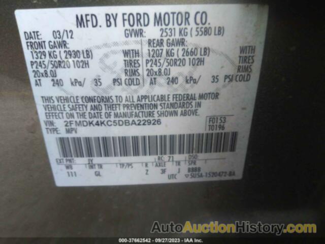 FORD EDGE LIMITED, 2FMDK4KC5DBA22926