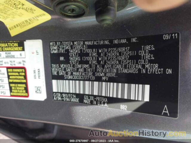 TOYOTA SIENNA LE V6 8 PASSENGER, 5TDKK3DC0CS177139