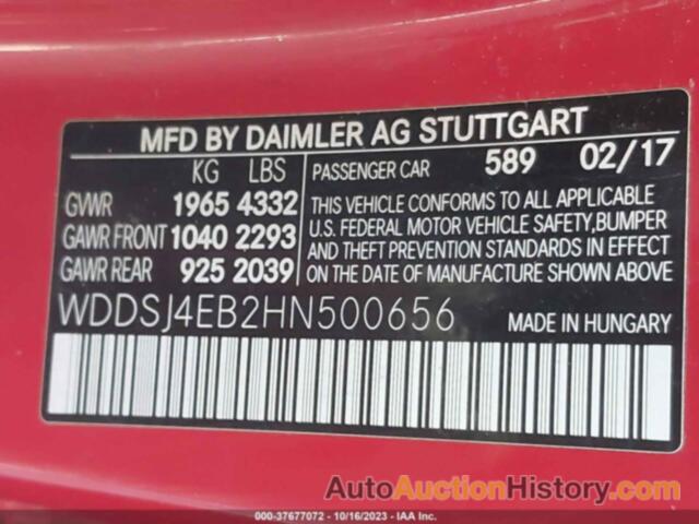 MERCEDES-BENZ CLA 250, WDDSJ4EB2HN500656