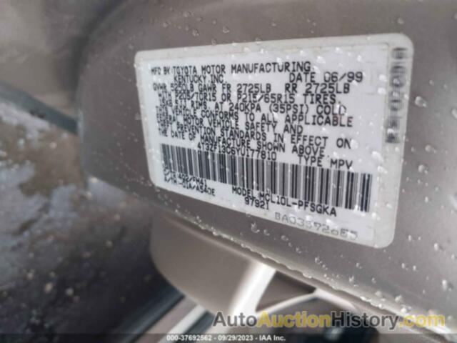 TOYOTA SIENNA XLE, 4T3ZF13C6YU177810