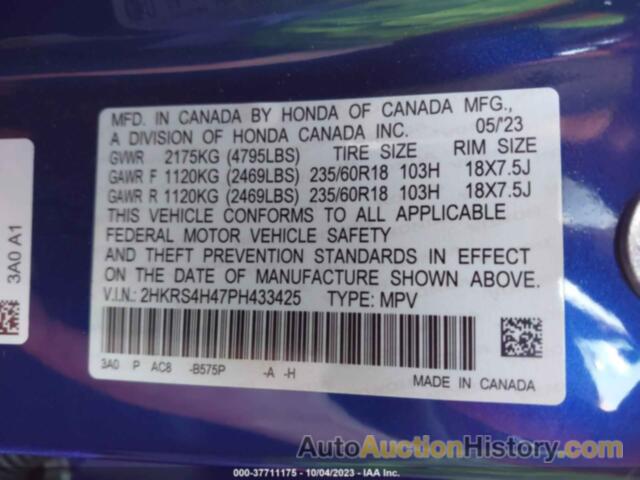 HONDA CR-V EX AWD, 2HKRS4H47PH433425