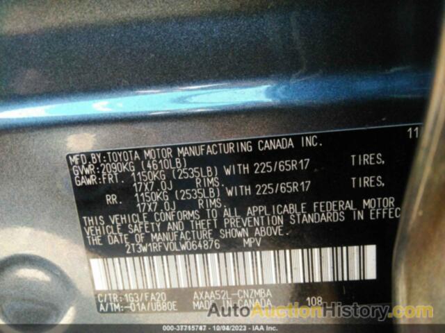 TOYOTA RAV4 XLE, 2T3W1RFV0LW064876