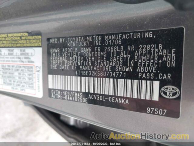 TOYOTA CAMRY XLE/SE/STD/LE, 4T1BE32K56U734771