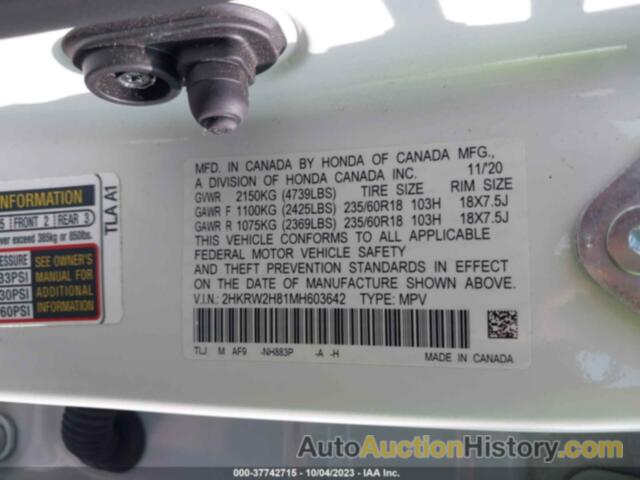 HONDA CR-V AWD EX-L, 2HKRW2H81MH603642