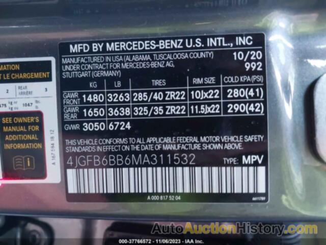 MERCEDES-BENZ AMG GLE 53 4MATIC, 4JGFB6BB6MA311532