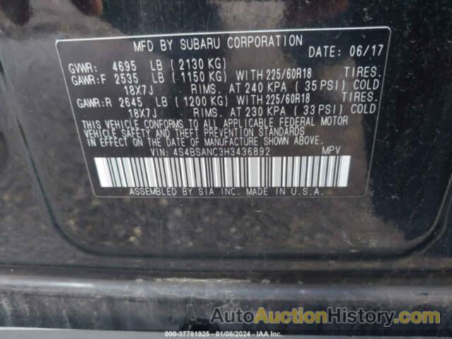 SUBARU OUTBACK 2.5I LIMITED, 4S4BSANC3H3436892