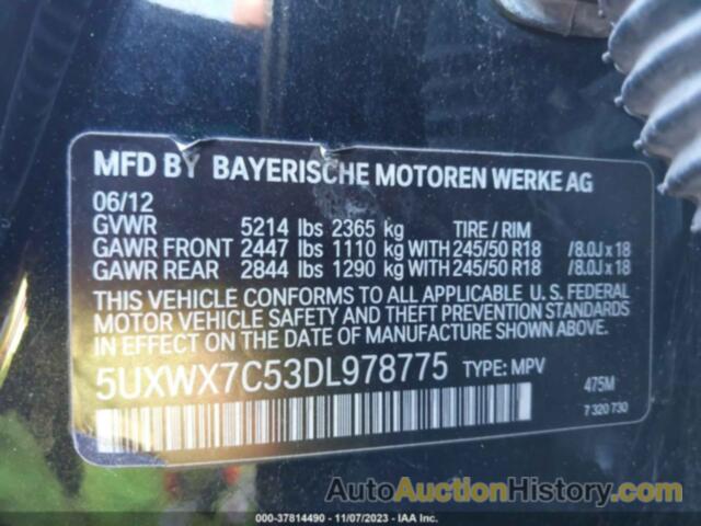 BMW X3 XDRIVE35I, 5UXWX7C53DL978775