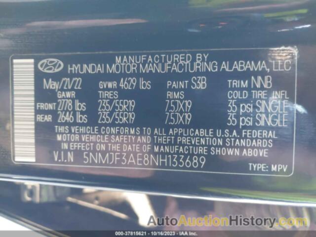 HYUNDAI TUCSON SEL, 5NMJF3AE8NH133689