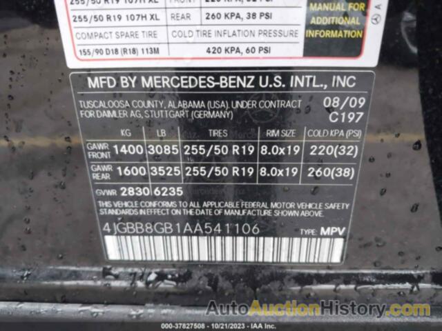 MERCEDES-BENZ ML 350, 4JGBB8GB1AA541106