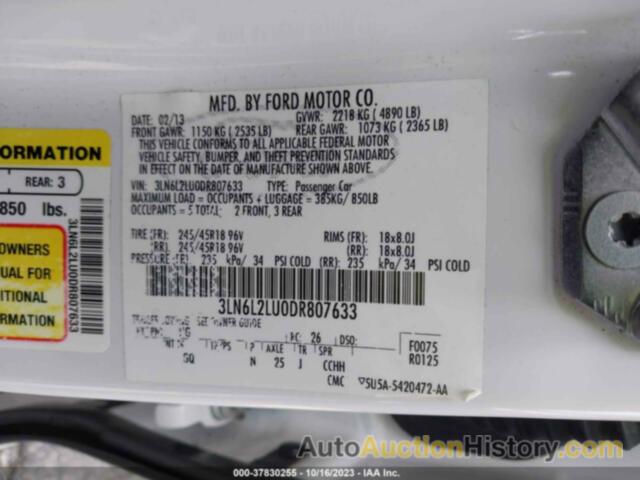 LINCOLN MKZ HYBRID, 3LN6L2LU0DR807633