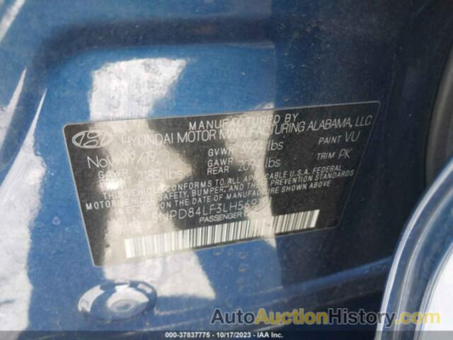 HYUNDAI ELANTRA SEL, 5NPD84LF3LH569191