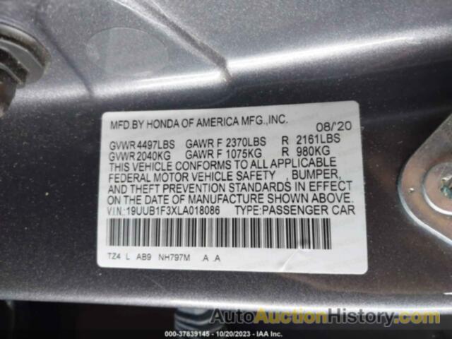 ACURA TLX STANDARD, 19UUB1F3XLA018086