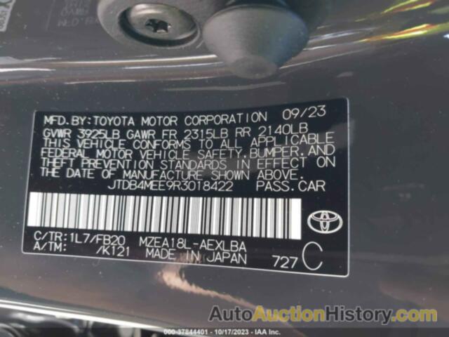 TOYOTA COROLLA LE, JTDB4MEE9R3018422