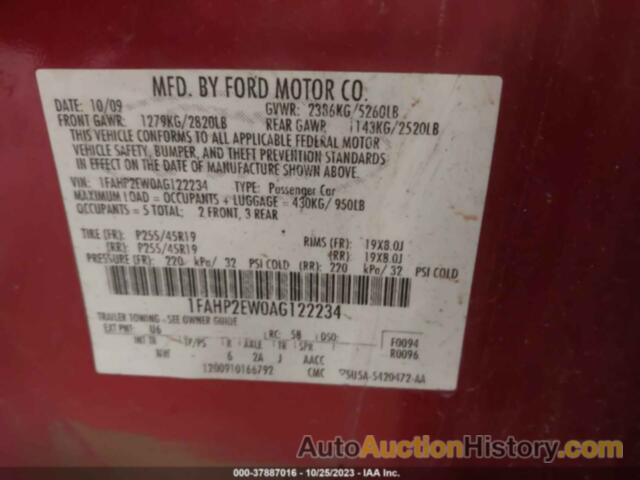 FORD TAURUS SEL, 1FAHP2EW0AG122234