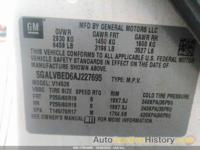 BUICK ENCLAVE 1XL, 5GALVBED6AJ227695