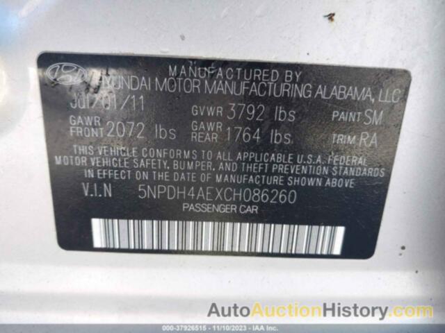 HYUNDAI ELANTRA GLS, 5NPDH4AEXCH086260