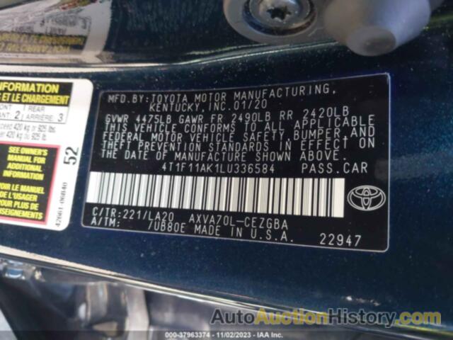 TOYOTA CAMRY XLE, 4T1F11AK1LU336584