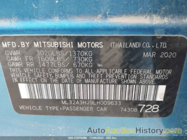 MITSUBISHI MIRAGE SE/ES, ML32A3HJ9LH009633