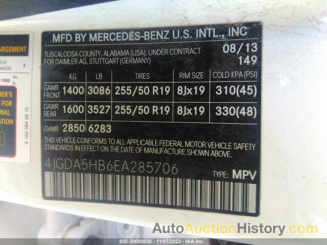 MERCEDES-BENZ ML 350, 4JGDA5HB6EA285706