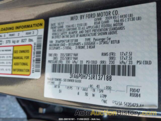 FORD FUSION SE, 3FA6P0H75JR137188