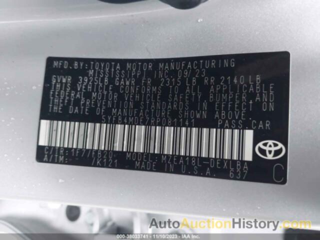 TOYOTA COROLLA LE, 5YFB4MDE7RP081141