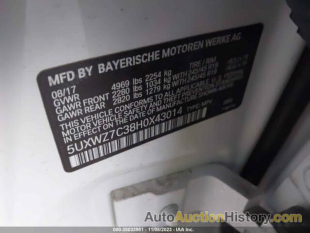 BMW X3 SDRIVE28I, 5UXWZ7C38H0X43014