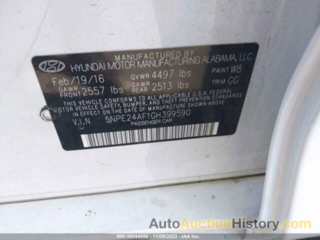 HYUNDAI SONATA SE, 5NPE24AF1GH399590