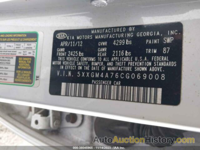 KIA OPTIMA LX, 5XXGM4A76CG069008