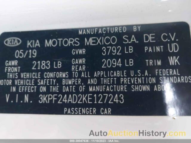 KIA FORTE LXS, 3KPF24AD2KE127243