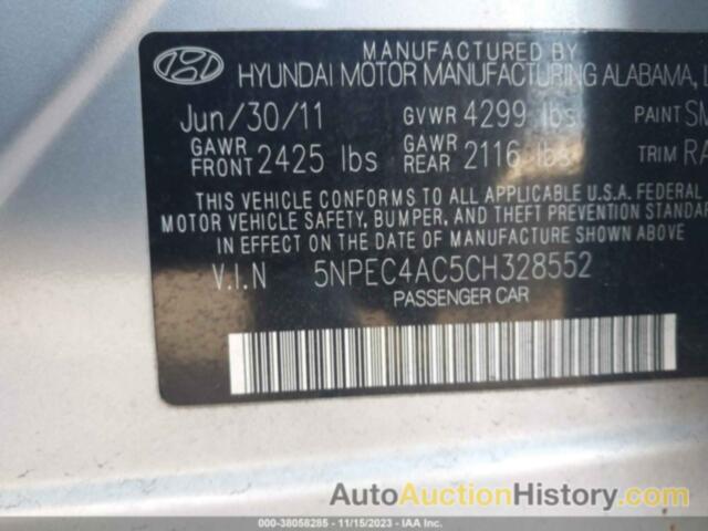 HYUNDAI SONATA SE, 5NPEC4AC5CH328552