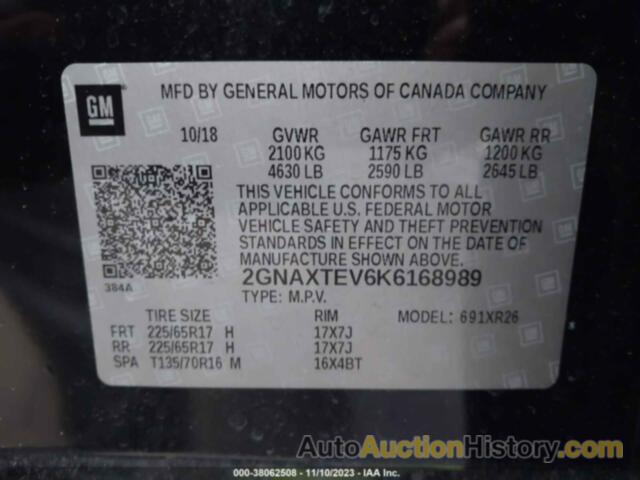 CHEVROLET EQUINOX LT, 2GNAXTEV6K6168989