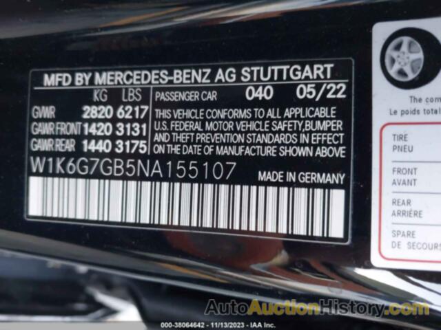 MERCEDES-BENZ S 580 4MATIC, W1K6G7GB5NA155107