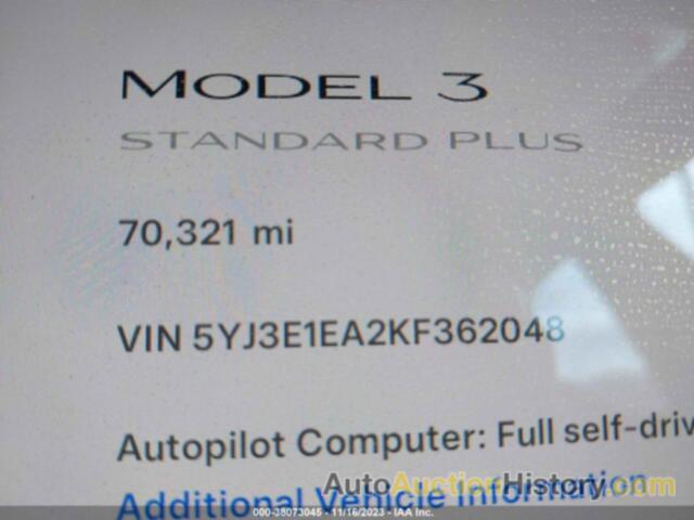 TESLA MODEL 3 STANDARD RANGE/STANDARD RANGE PLUS/LONG RANGE/MID RANGE, 5YJ3E1EA2KF362048